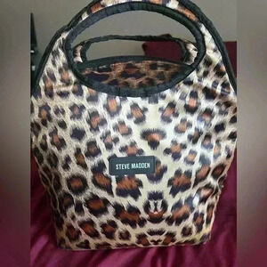 Steve Madden Leopard Insulated Lunch Bag Tote Zipper Closure